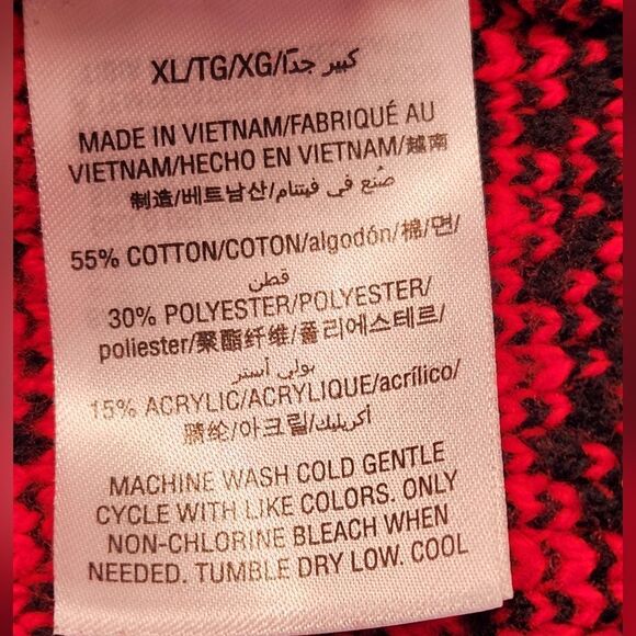 INC International Concepts Women's Red & Black Stripe Teddy Sweater~Size X-Large - Picture 6 of 8